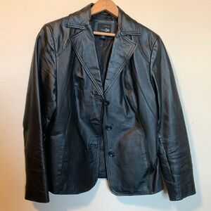 Women’s Black Leather Blazer Size Med